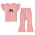 thumbnail image 2 of Cethrio Girls Summer Outfit Sets, Casual Flutter Sleeve Printed 2 Piece Girls Clothing sets Pink Size 7-8, 2 of 4