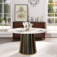 thumbnail image 3 of Miekor Furniture 53.15"Modern Artificial Stone Round White Panel Metal Iron Base Dining Table-Can Accommodate 6 People.(Not Including Chairs) 69981, 3 of 10