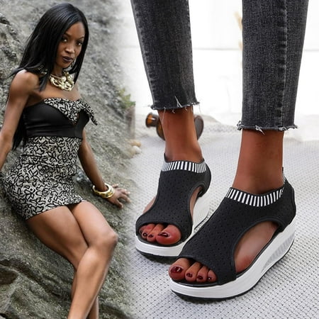 

absuyy Women s Flat Sandals- Casual Plus Summer Slide Sandals #212 Black