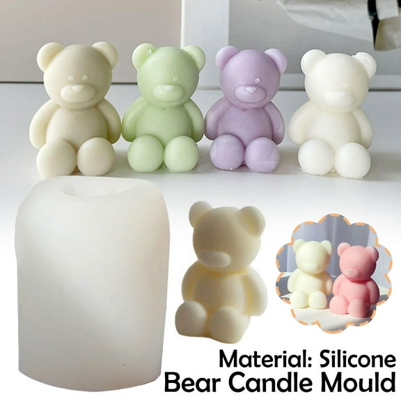 Blarkrus 3D Bear Sile Candle Mould DIY Soy Soap Aromatherapy Wax Candles Mold