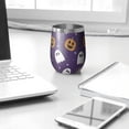 thumbnail image 3 of 12oz Stemless Wine Tumblers Halloween Ghost Pumpkin Pattern Vacuum Insulated Stainless Steel Travel Tumbler Cups Mug with Lid and Straw for Champaign,Cocktail,Beer with Cleaning Brush, 3 of 5