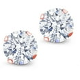 thumbnail image 3 of Gem Stone King 18K Rose Gold Plated Silver Stud Earrings for Women Men Set with Round White Zirconia, 3 of 5