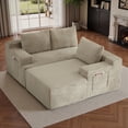 thumbnail image 3 of 96" L-Shaped Sectional Sofa, Oversized Modular Corduroy Couch with Chaise Lounge & 2 Throw Pillows, No Assembly Convertible Corner Sofa for Living Room Apartment,Camel, 3 of 9
