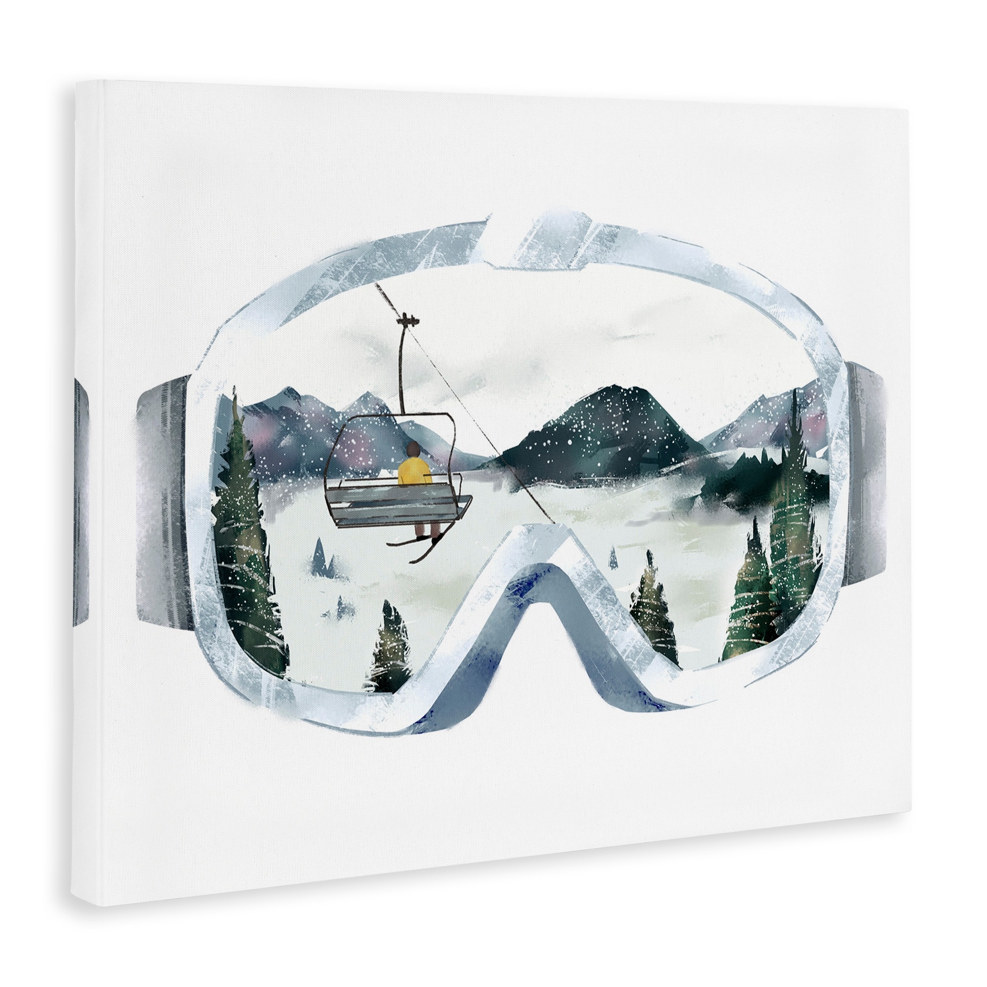 Stupell Industries Ski Mountain Reflection in Sports Goggles Winter Forest, 24 x 30, Design by Ziwei Li