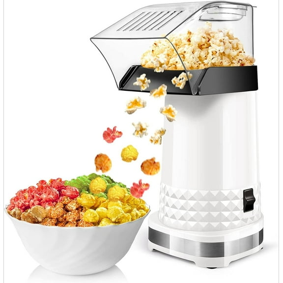 Air Popper Popcorn Maker, Fast Making Electric Popcorn Machine with Measuring Cup and On/Off Switch, Oil-Free,Certified 90% High Popping Rate Popcorn Popper for Home, Party, Movie