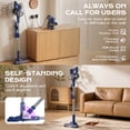 thumbnail image 4 of WARIOUT 35KPA Cordless Stick Vacuum Cleaner, Lightweight Self-Standing Vacuum for Pet Hair, Carpet & Hardwood Floor, with 45Min Runtime, LED Display, HEPA Filtration and 6 Tools, 4 of 19