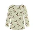 thumbnail image 5 of Abcomgle Long Sleeve Shirts for Girls 10-12 Crewneck Fall T-Shirts for Girls Trendy Basic Girls Tops Cotton Bow Graphic Girls Blouses 4-5 Years,Mint Green, 5 of 6