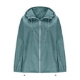 thumbnail image 4 of Hurxie Women's Waterproof Raincoat Lightweight Rain Jacket Hooded Adjustable Windbreaker Rain Coats with Pocket for Outdoor Light Blue,2XL, 4 of 8