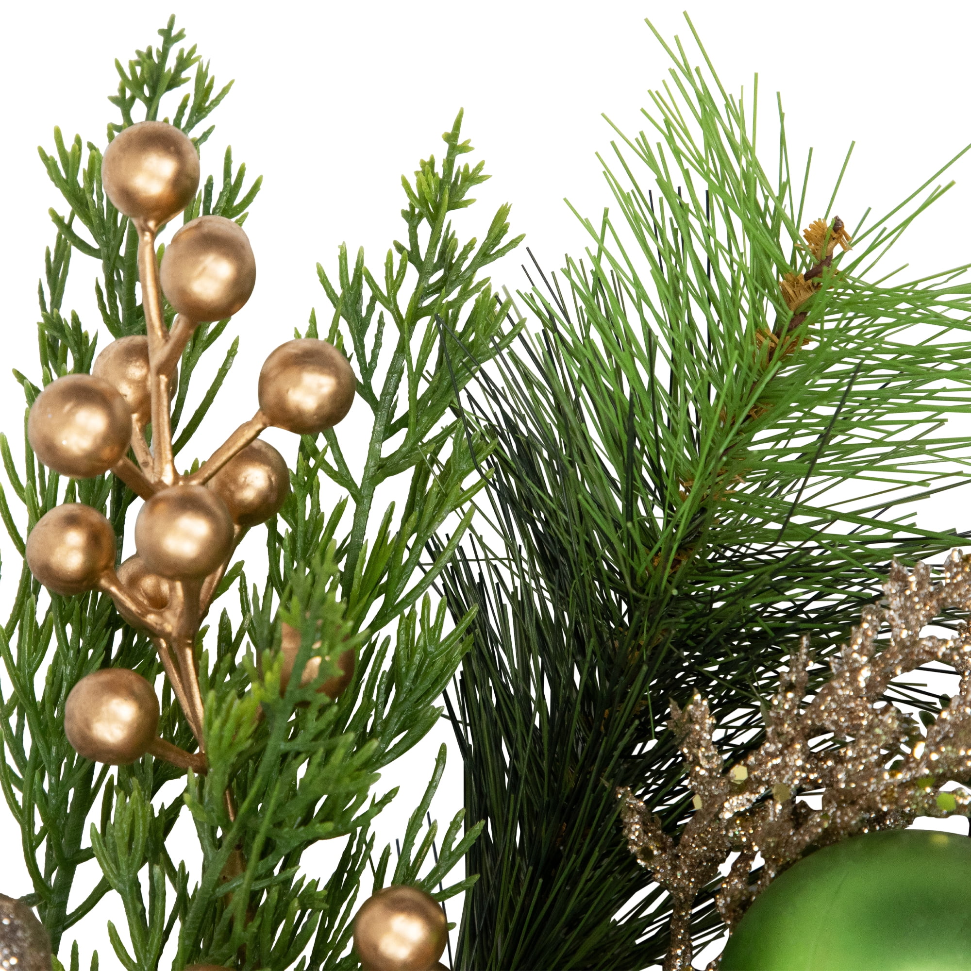 Ornaments and Berries Glittered Artificial Christmas Wreath - 24" - Unlit