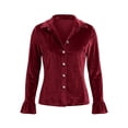 thumbnail image 3 of Klisyaur Womens Button Down Jackets Velvet Collared Long Sleeve Slim Cardigans Casual Trendy Comfy Fall Winter Tops, 3 of 7