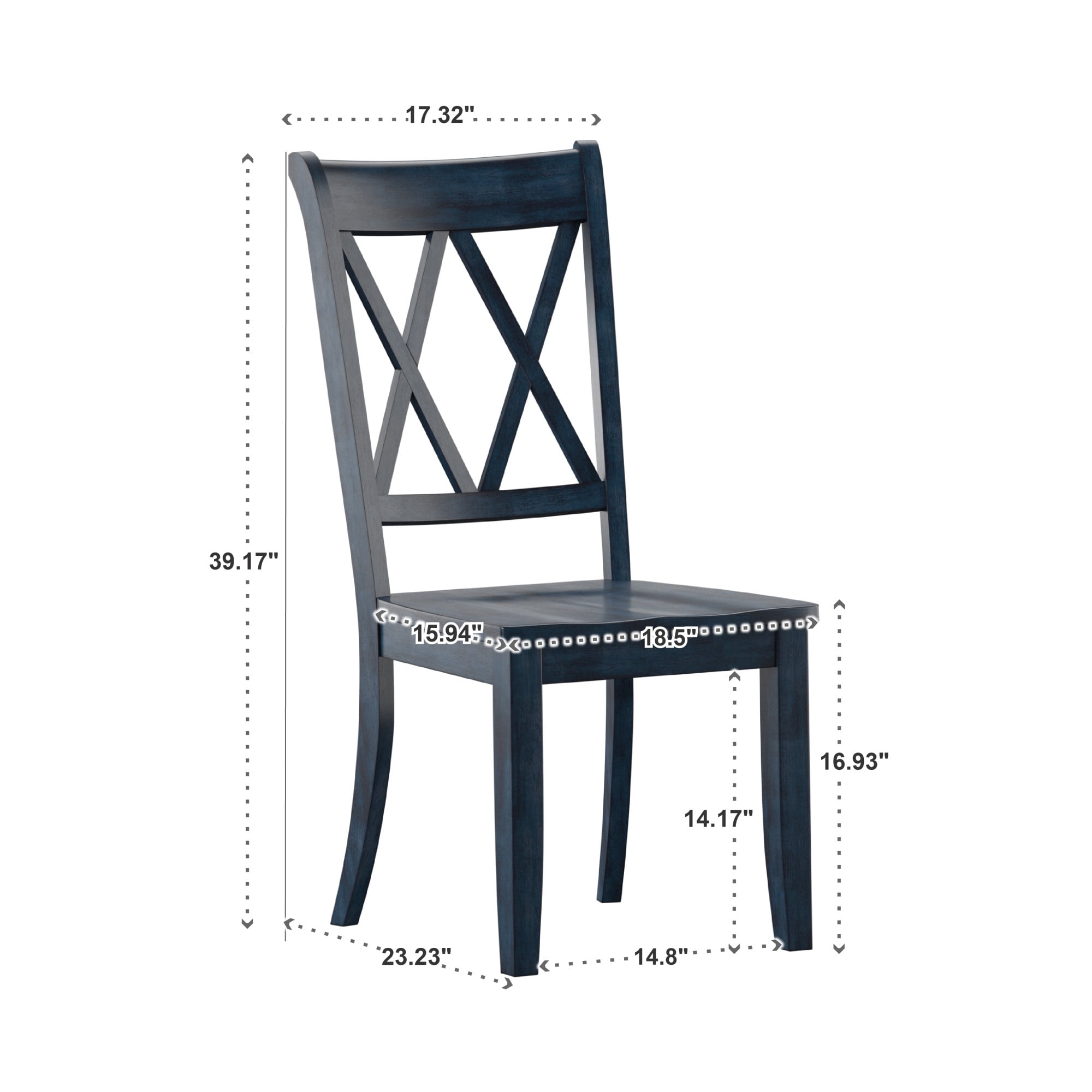 Weston Home Antique Denim Farmhouse Wood Dining Side Chairs (Set of 2)