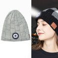 thumbnail image 4 of Gorro LED con luz recargable por USB y Bluetooth para hombres y mujeres, invierno cálido, sombreros con iluminación de punto, delanteros, gorro - Gris claro Sunnimix Sombrero de música cálido de invierno, 4 of 6