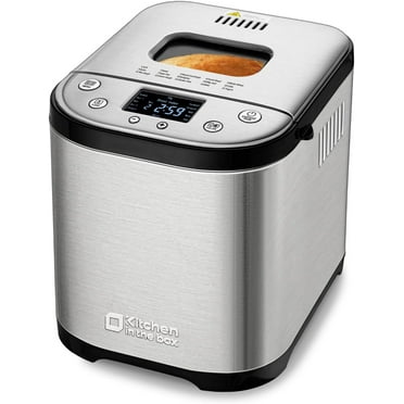 Kitchen in the box Bread Maker Machine with Gluten-Free Setting, 2LB 1.5LB 1LB Automatic Breadmaker with Homemade Cycle, 15-in-1 Stainless Steel Bread Maker with Recipes-Silver