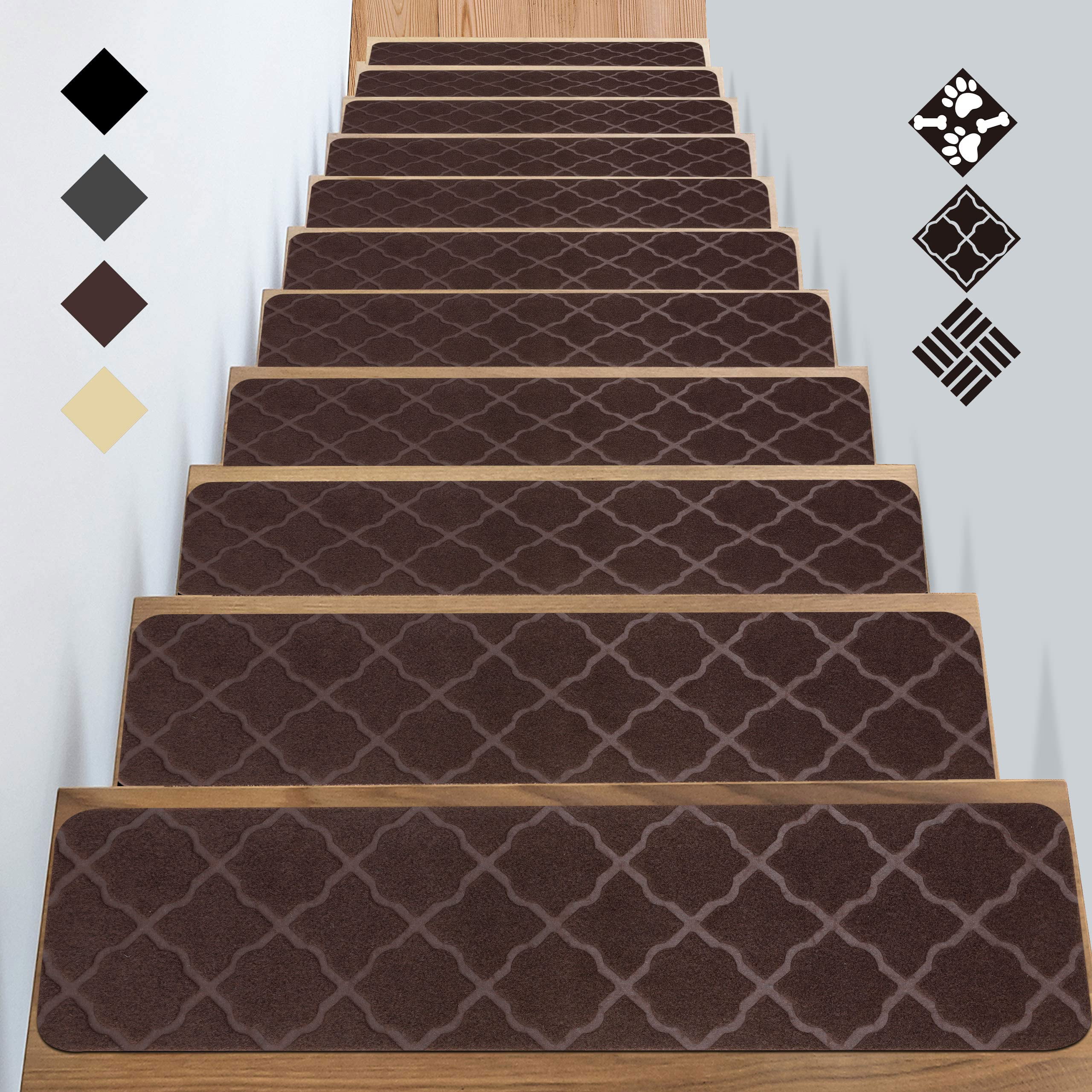 Delxo Non Slip Carpet Stair Treads, Set of 14,Rug Non Skid Runner for