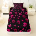 thumbnail image 3 of Homewish Happy Halloween Skull Twin Sheets,Pink Heart Bedding,3-Piece,1 Fitted Sheet and 1 Pillowcase, 3 of 6