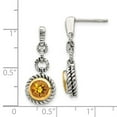 thumbnail image 2 of 925 Sterling Silver Bezel Polished Flat edge Post Oxidized With 14k Citrine Earrings 23x10mm Wide Stud Earring for Women, 2 of 2