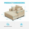 thumbnail image 5 of BALUS Chaise Lounge Chair Indoor with Ottoman, Oversized Corduroy Single Sofa Chair with 2 Pillows, Comfy Deap Sleeper Seat for Living Room, Beige, 5 of 8