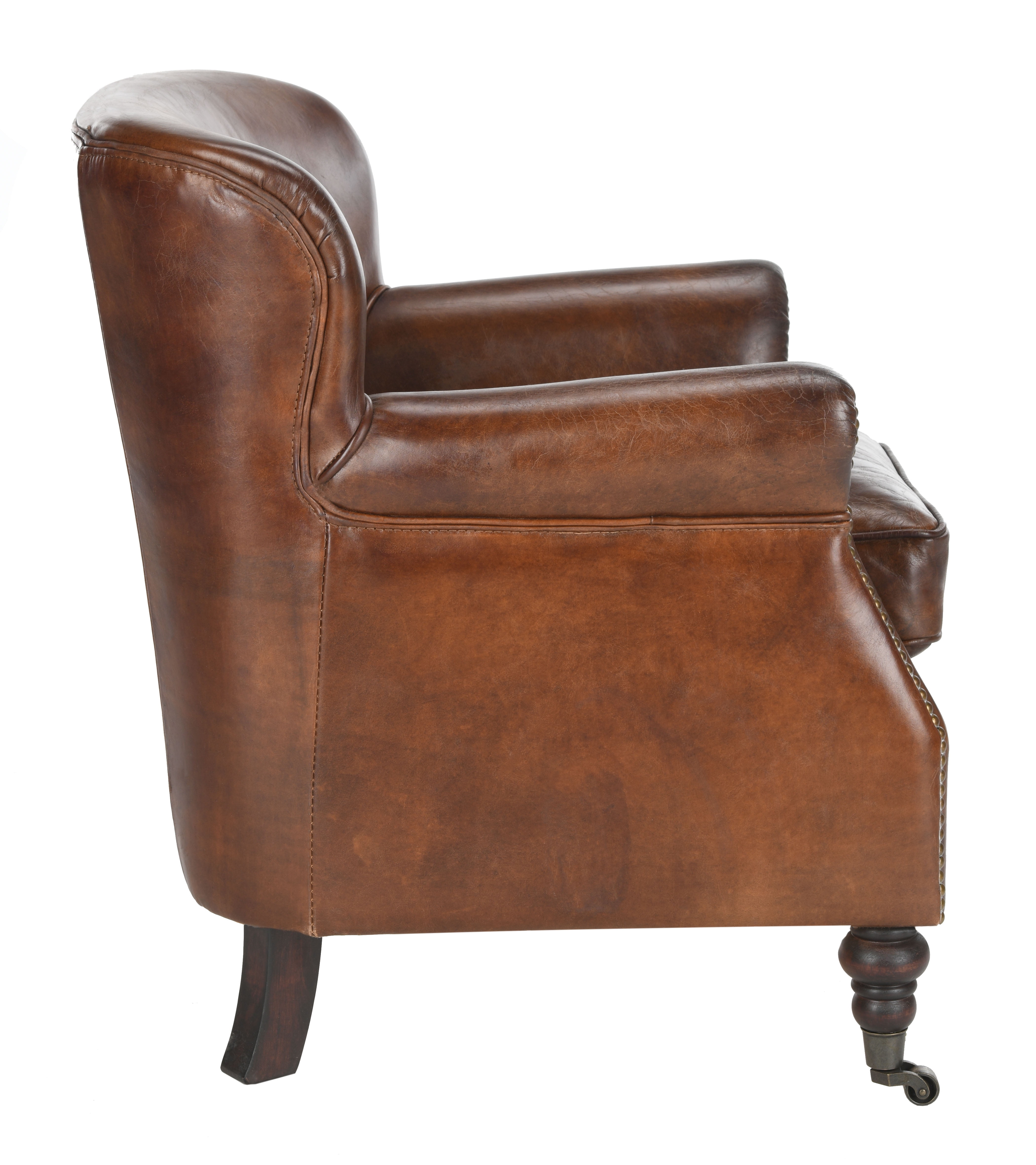Safavieh Couture Manchester Leather Arm Chair With Casters