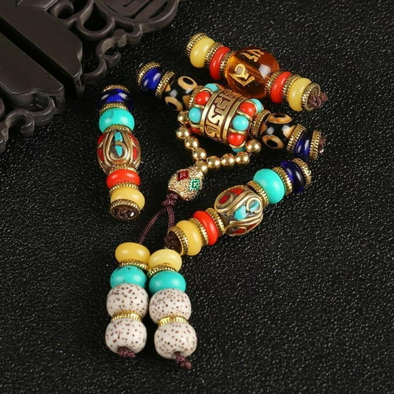 Buddhist Prayer Beads Mala 108 Natural Brass Pendant Meditation Adjustable Spiritual Jewelry