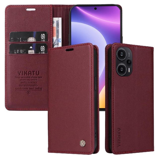 Funda para Xiaomi POCO F5 Estuche de Cuero PU Tipo Cartera con Ranuras para Tarjetas y Cierre Magnético