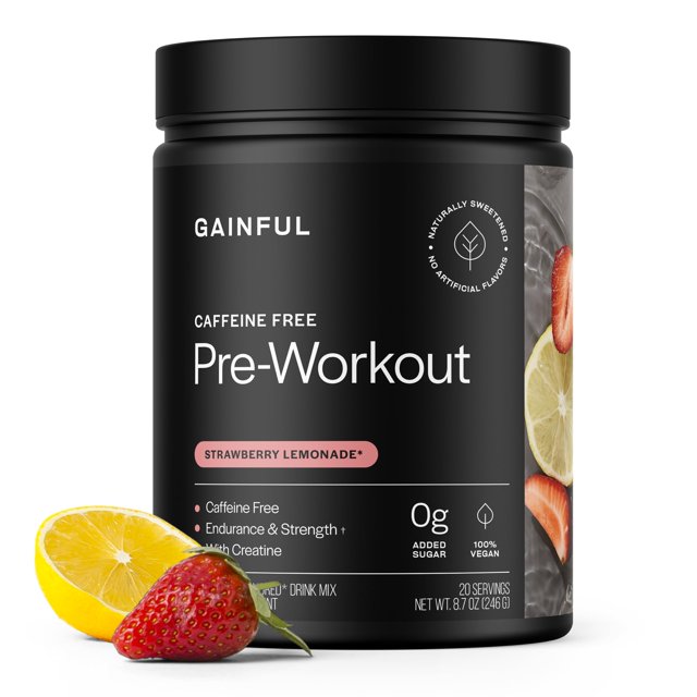Polvo para antes del entrenamiento, Gainful, sin cafeína, con creatina, 20 dosis