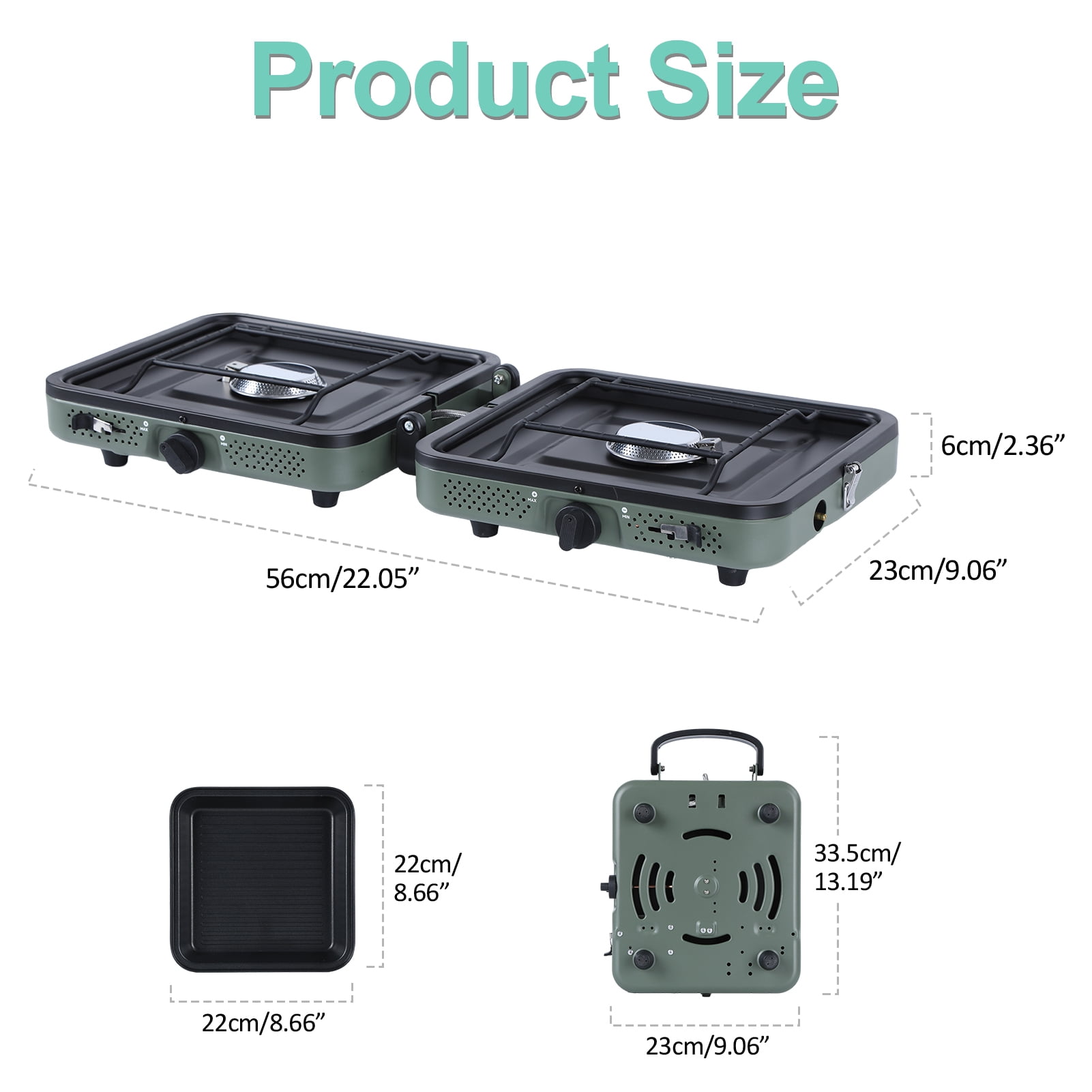 Wliqien 2 Burner Camping Stove with Windshield, 20000 BTU Propane Stove, Portable Folding Gas Stove with Frying Pan, Carrying Bag for Camping, Backyard BBQ,Tailgating