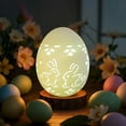 thumbnail image 6 of JingChun Easter Decorations: Ceramic Lighted Easter Egg 1Pc, Farmhouse Rustic Hollow Easter Eggs Light Up Tabletop Statue, Easter Home Decor, Hunting Party Supplies Gifts for Kids, 6 of 6