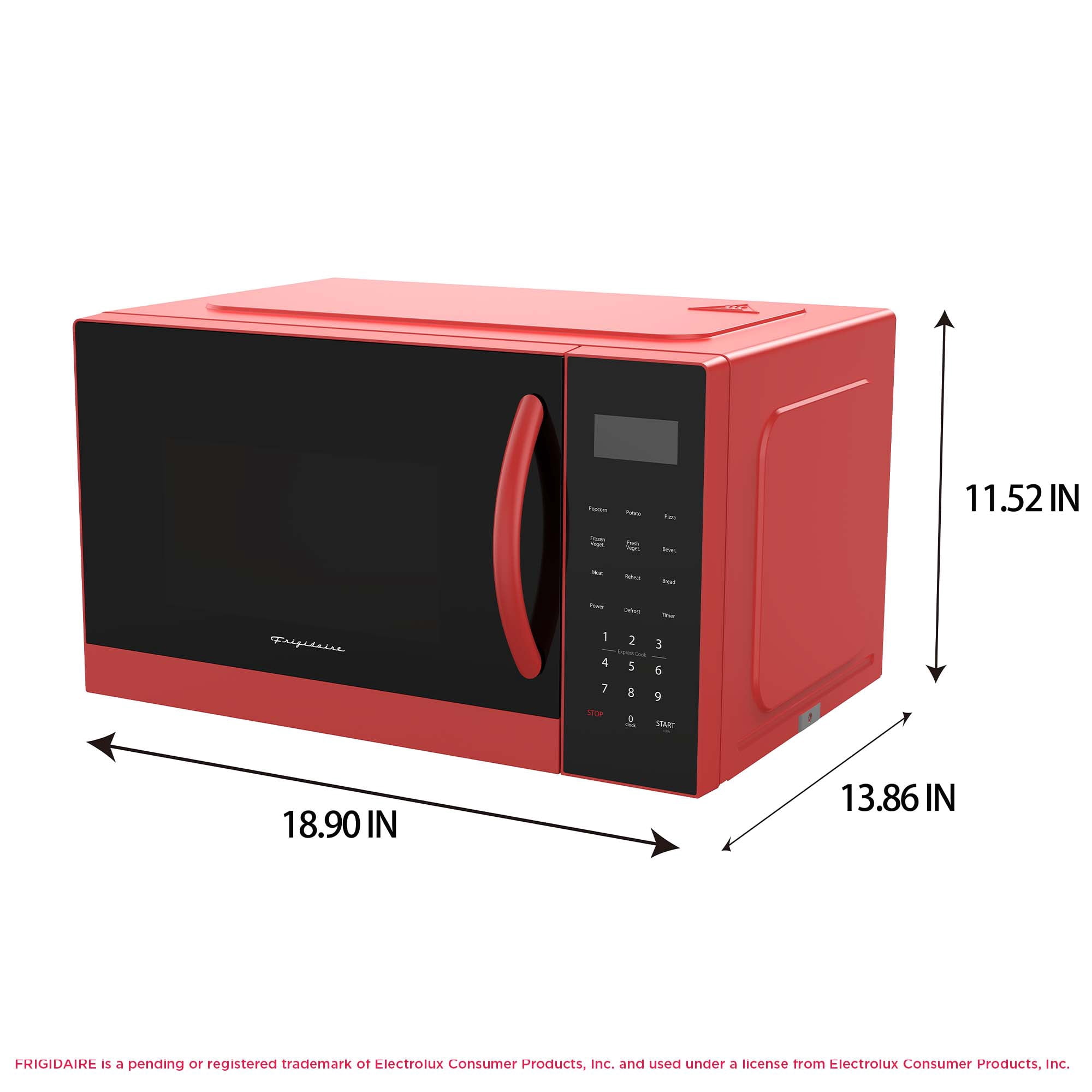 Frigidaire 0.9 Cu. ft. Countertop Microwave, 900 Watt Microwave with 10 Power Levels, Red EMW953