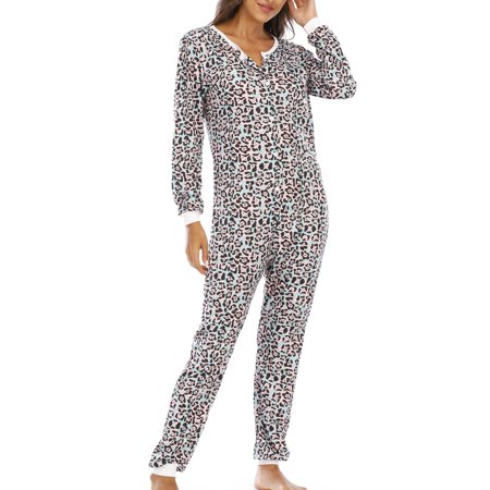 

Homgro Women s Onesies Pajamas Long Sleeve Animal Printed Button Down Adult One Piece Sleepwear Patterned4 X-Large
