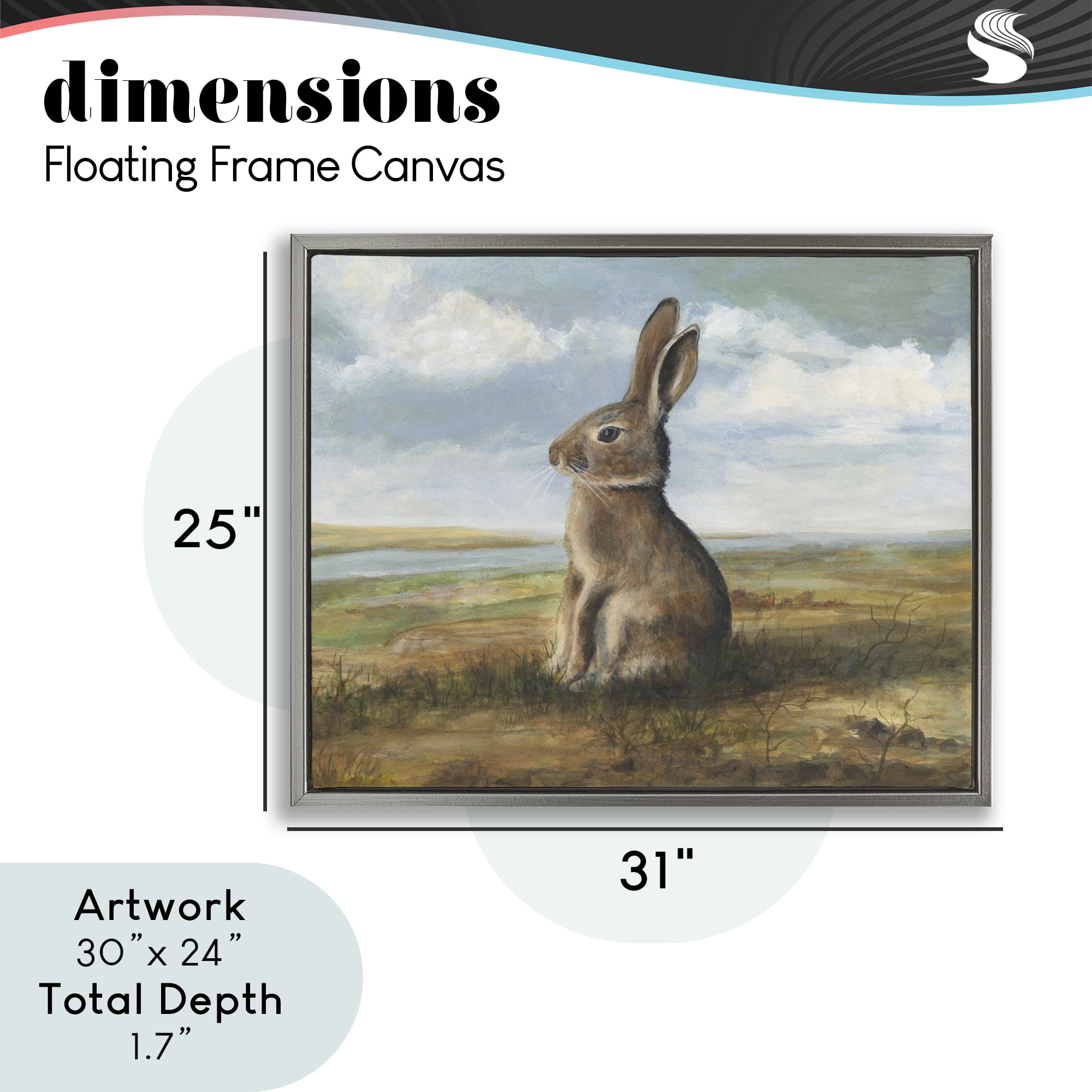 Stupell Industries Classic Rabbit in Countryside Gray Framed Floater Canvas Wall Art, design by Michael Willett