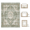 thumbnail image 5 of SIXHOME 8'x10' Area Rug Washable Retro Living Room Bedroom Carpet Soft Floral Distressed Indoor Rug Light Green, 5 of 8
