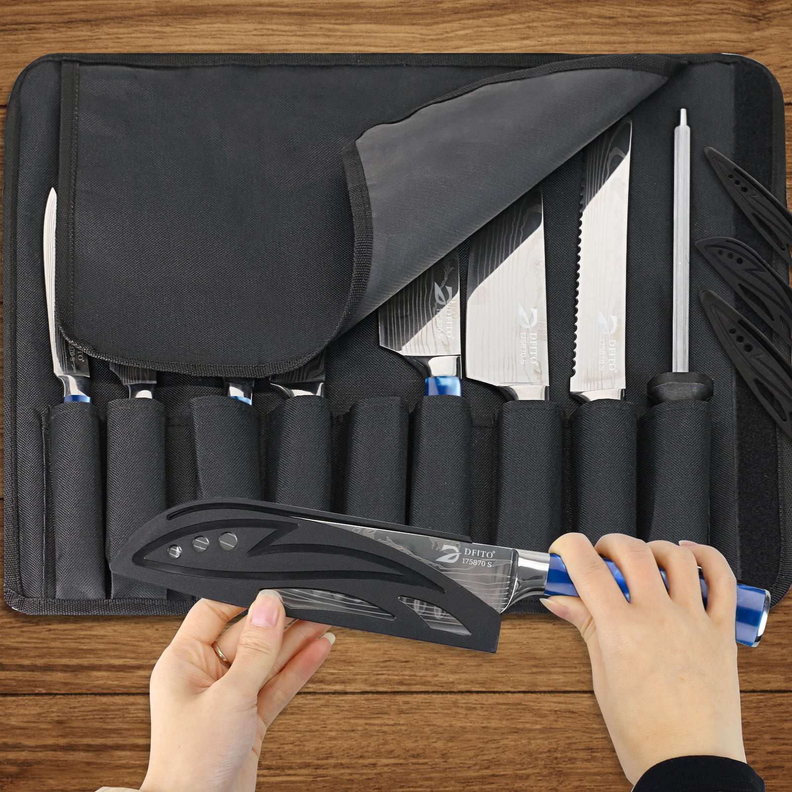 Kitchen Knife Set,DFITO 8 Pcs Professional Chef Kitchen Knife Set, Stainless Steel Cooking Knife Set, Blue