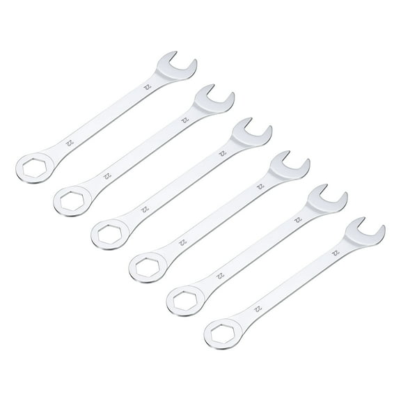6 Packs 22mm Thin Combination Wrench with Offset 6-Point End and Angled Open End