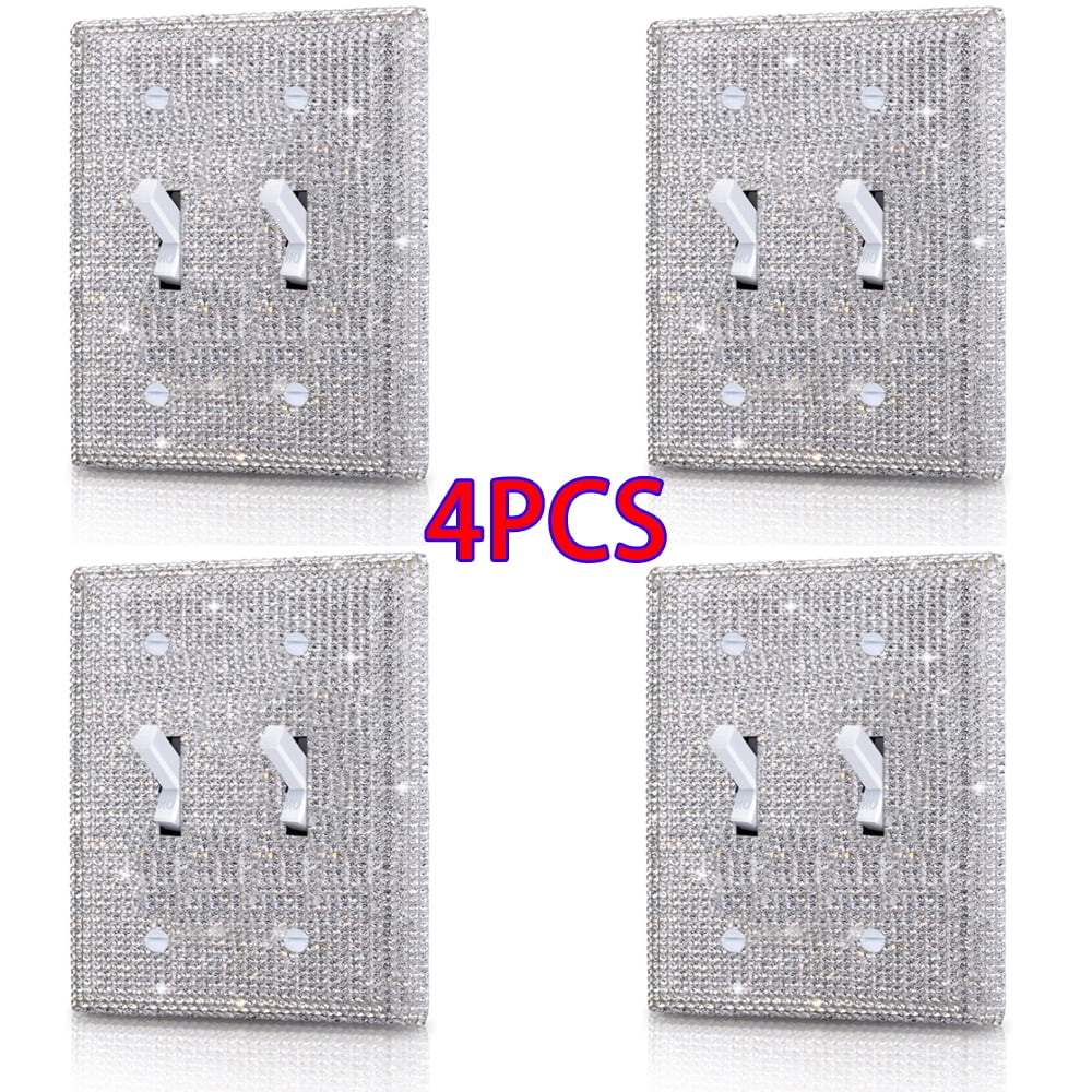 4PCS Rhinestone Wall Plate Cover, Sparkly Light Switch Cover, Faux