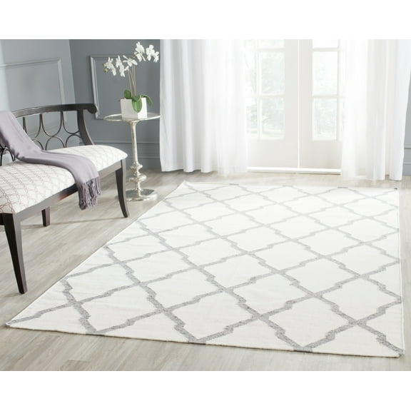 SAFAVIEH Dhurries Landon Geometric Area Rug, Ivory/Grey, 6' x 9'