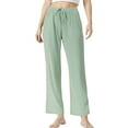 thumbnail image 2 of LANBAOSI Womens Pajamas Pants with Pockets Ribbed Knit Comfy Stretch Loose Lounge Casual Pants Green,Size S, 2 of 7