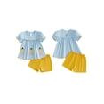 thumbnail image 2 of Caoirhny Kids Little Girls Back to School Outfit 2 T 3T 4T5T 6T 7T 8T Short Sleeve Crew Neck Pencil Plaid T-shirt with Shorts Summer Clothes Set, 2 of 9