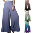thumbnail image 2 of qolati Wide Leg Palazzo Pants for Women 2023 Solid Color Elastic High Waisted Boho Pant Casual Flowy Baggy Beach Lounge Trousers, 2 of 7