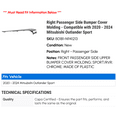 thumbnail image 2 of Right Passenger Side Bumper Cover Molding - Compatible with 2020 - 2024 Mitsubishi Outlander Sport 2021 2022 2023, 2 of 2