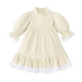 thumbnail image 2 of Antinious Girls Frock Dress Princess Dress Solid Long Sleeve Crew Neck Dress,Toddler Girls Outer Dress,Kids Party Dress,Beige,90, 2 of 5