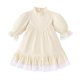 thumbnail image 1 of Odeerbi Niñas Vestido Manga Larga A-Line Primavera Verano Vestido Ruffle Princesa Color Sólido Dulce Cuello Redondo Vestido Manga Farol, 1 of 5