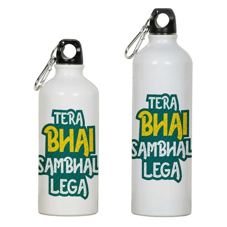 

Printtoo Aluminum Sport Water Bottle Tera Bhai Sambhal Lega Print Travel Bottle With Carabiner Clip 750ml/25.3oz
