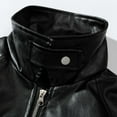 thumbnail image 4 of WREESH Fashion Jacket Men'S Dashion Motorcycle Solid Color Vintage Zipper Pocket Leather Long Sleeved Hooded Jacket Black, 4 of 8