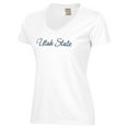 thumbnail image 2 of Women's  White Utah State Aggies Script Logo Comfort Wash V-Neck T-Shirt, 2 of 3