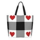 thumbnail image 1 of Easygdp Heart Black Buffalo Plaid Gingham Bolsas Tote para Mujer, Bolsos de Hombro para Viaje, Bolsos de Mano de Gran Capacidad para Compras y Trabajo, 1 of 8