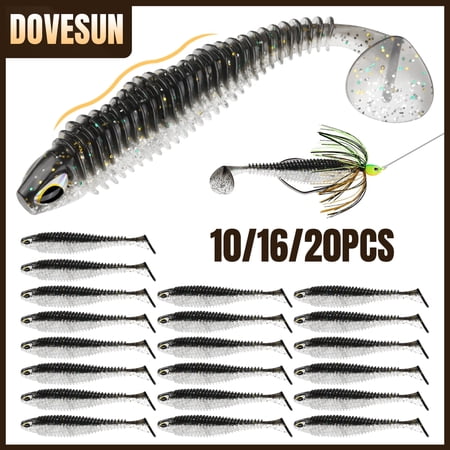 Black Paddle Tail Swimbaits 2.5in Soft Plastic Fishing Lures for Bass Trout Crappie Walleye 20PCS
