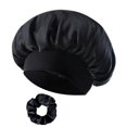 thumbnail image 1 of Gorro de satén para el cabello rizado y con textura, ideal para el baño. Negro, 1 of 9