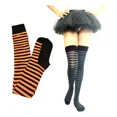 thumbnail image 2 of Media Calceta Over Knee Rayada Lolita Halloween Gris Blanco, 2 of 2