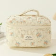 thumbnail image 5 of 3Pcs Quilted Makeup Bag Printed Women Cotton Daily Purse Set (Orange Flower), 5 of 8