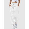 thumbnail image 5 of Women Sweatpants High Waisted Baggy Sweatpants Joggers Sport Active Workout Jogger Pants with Pockets White L, 5 of 6